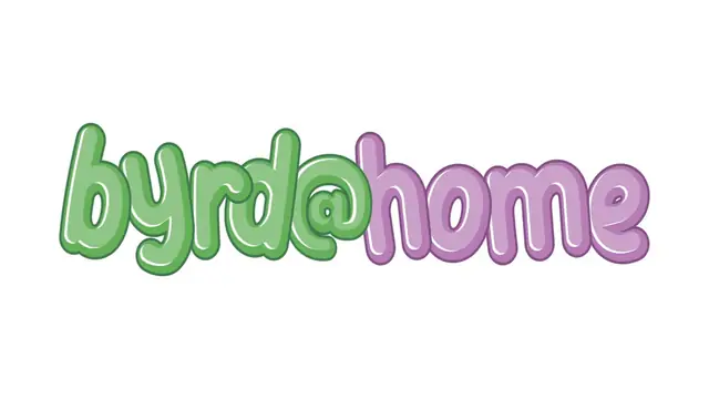 The byrd@home title bubbling up in green and purple letters.